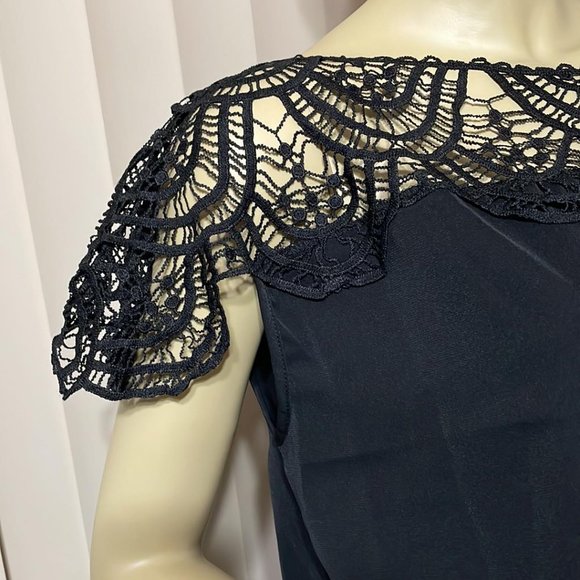 Women Small Sexy Lace Shoulder Little Black Sexy Mini Dress NWT - Picture 2 of 5